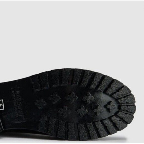 NEW Barbour International Women Black High Gloss Ankle Wellies Rain Boots 9M - Picture 3 of 8